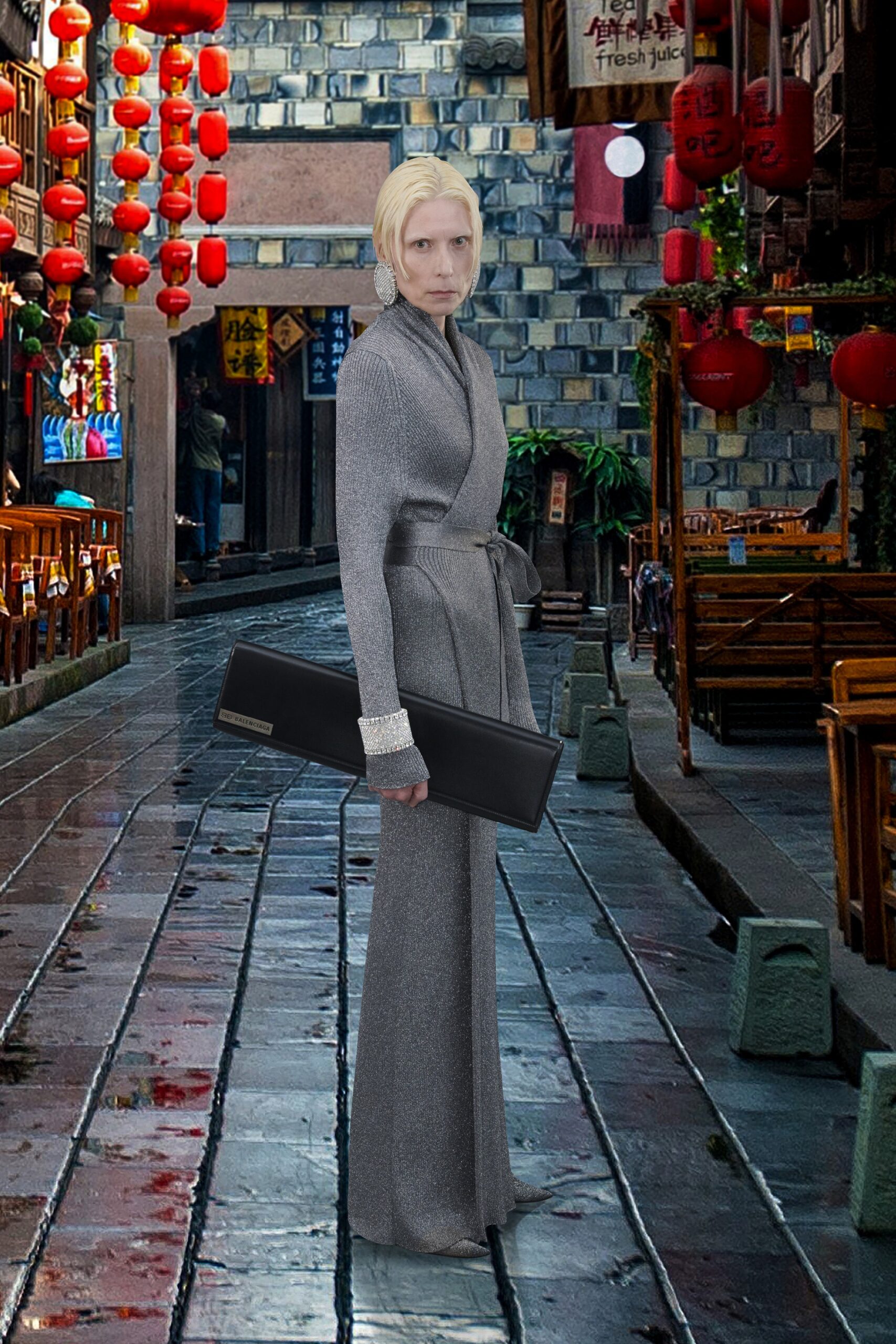 gray wool fitted jumpsuit