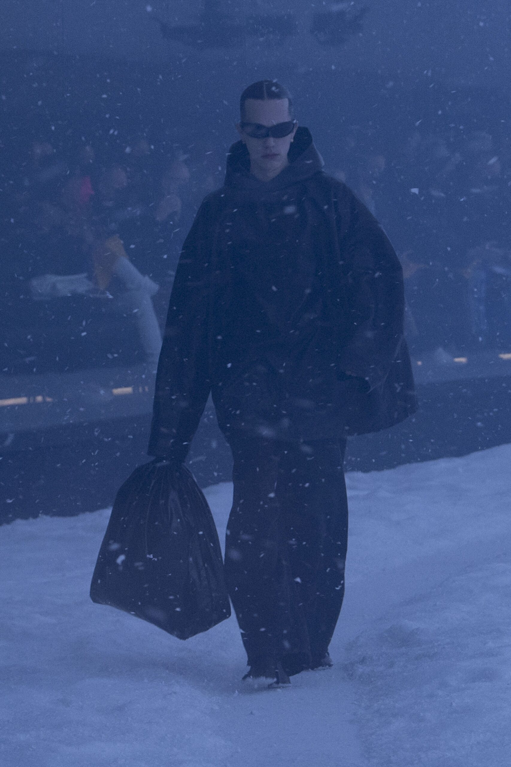 oversized black vinyl coat