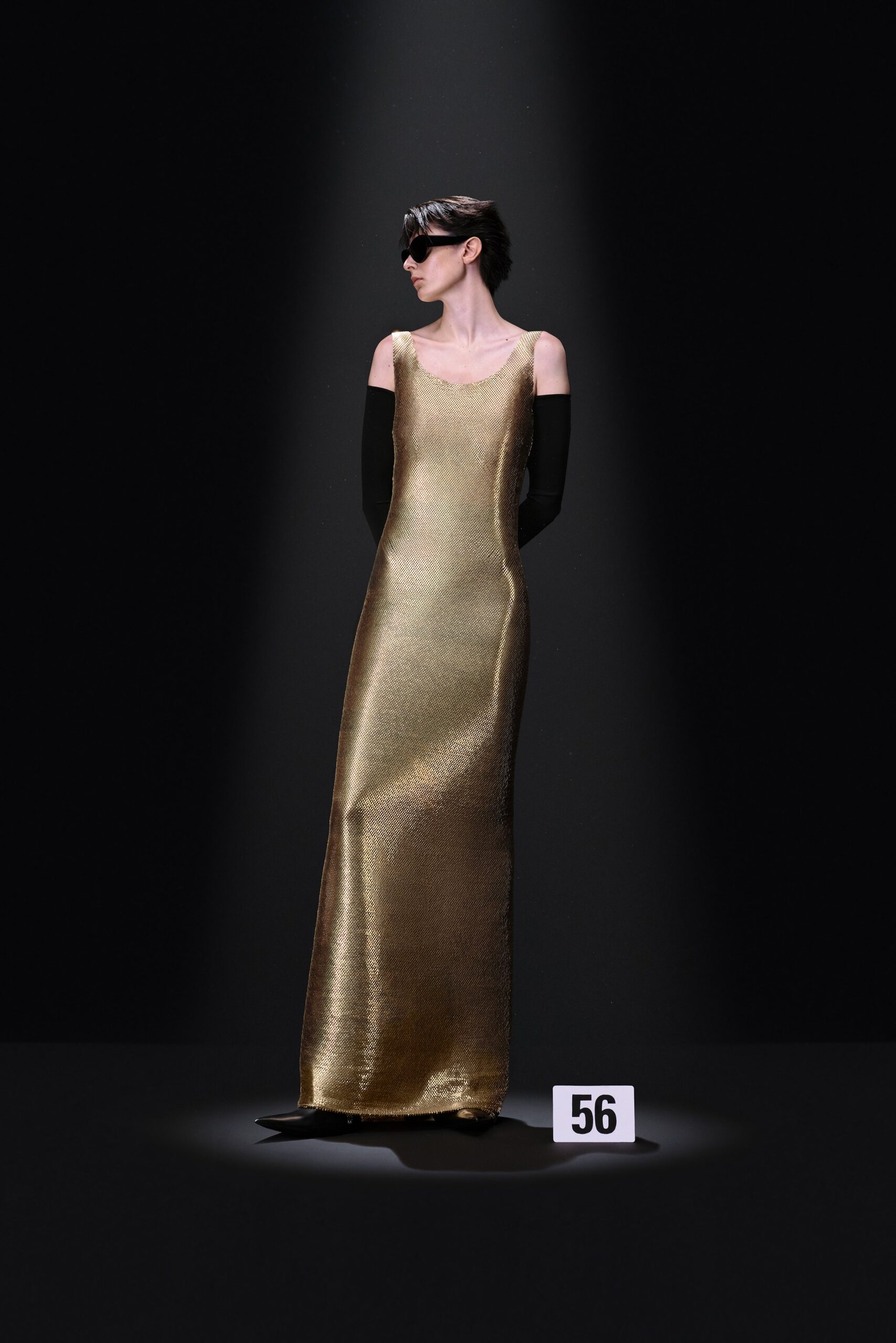 gold silk fitted gown