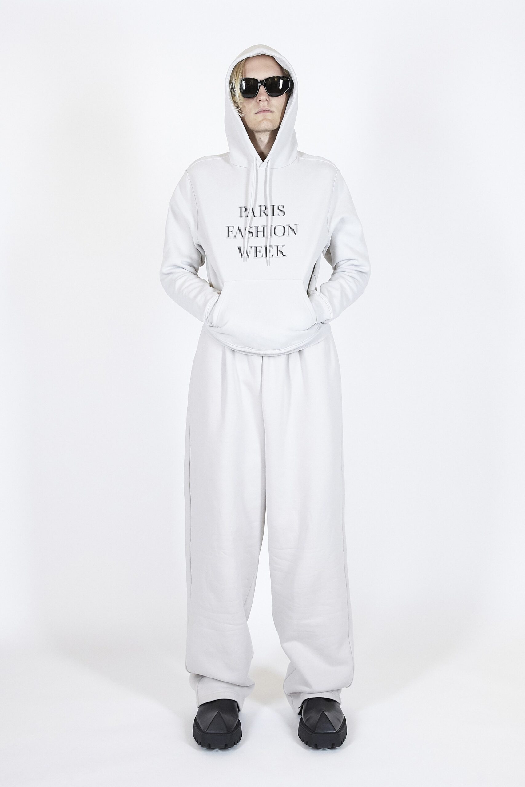 white cotton long-sleeve hooded relaxed hoodie