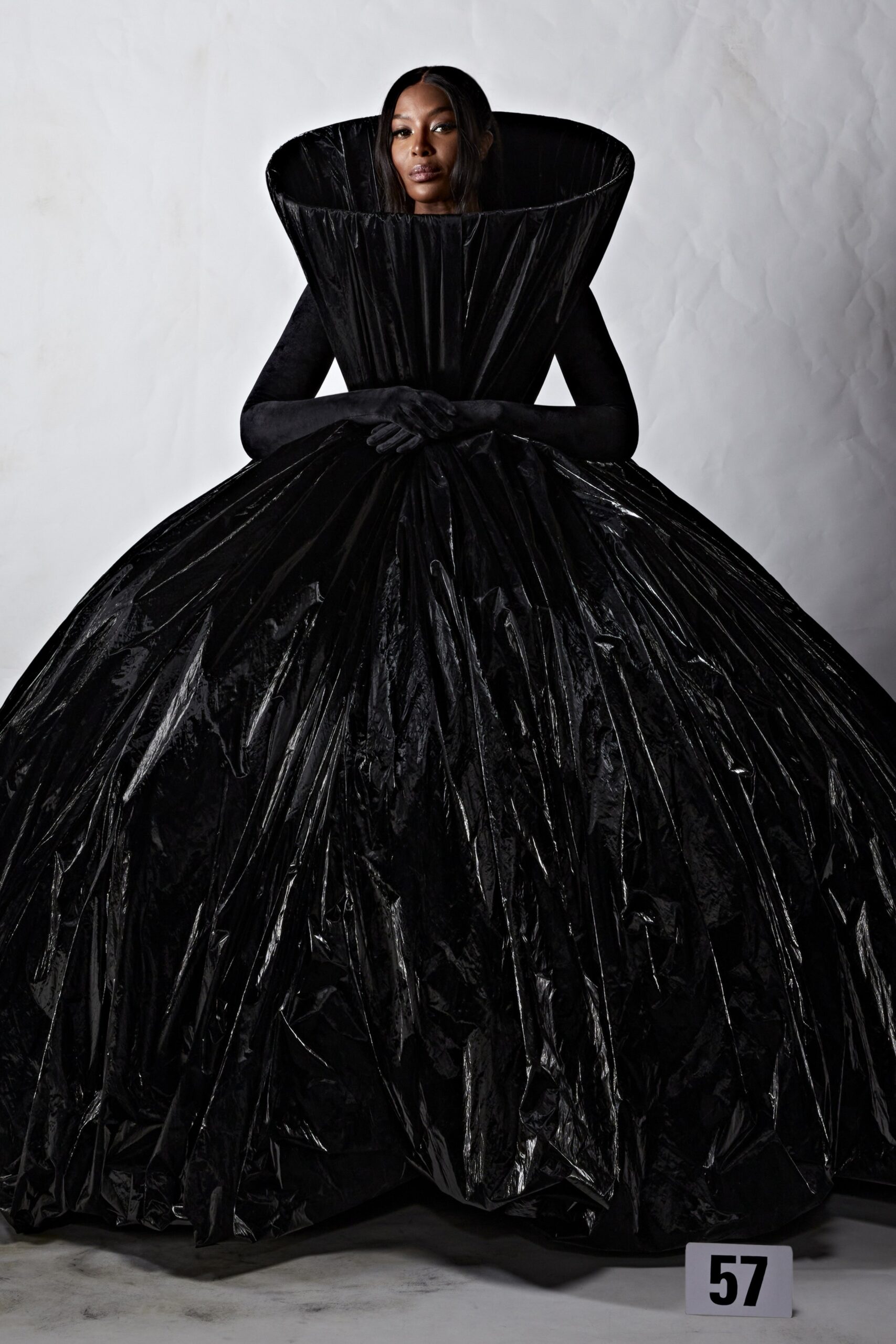 black silk pleated gown