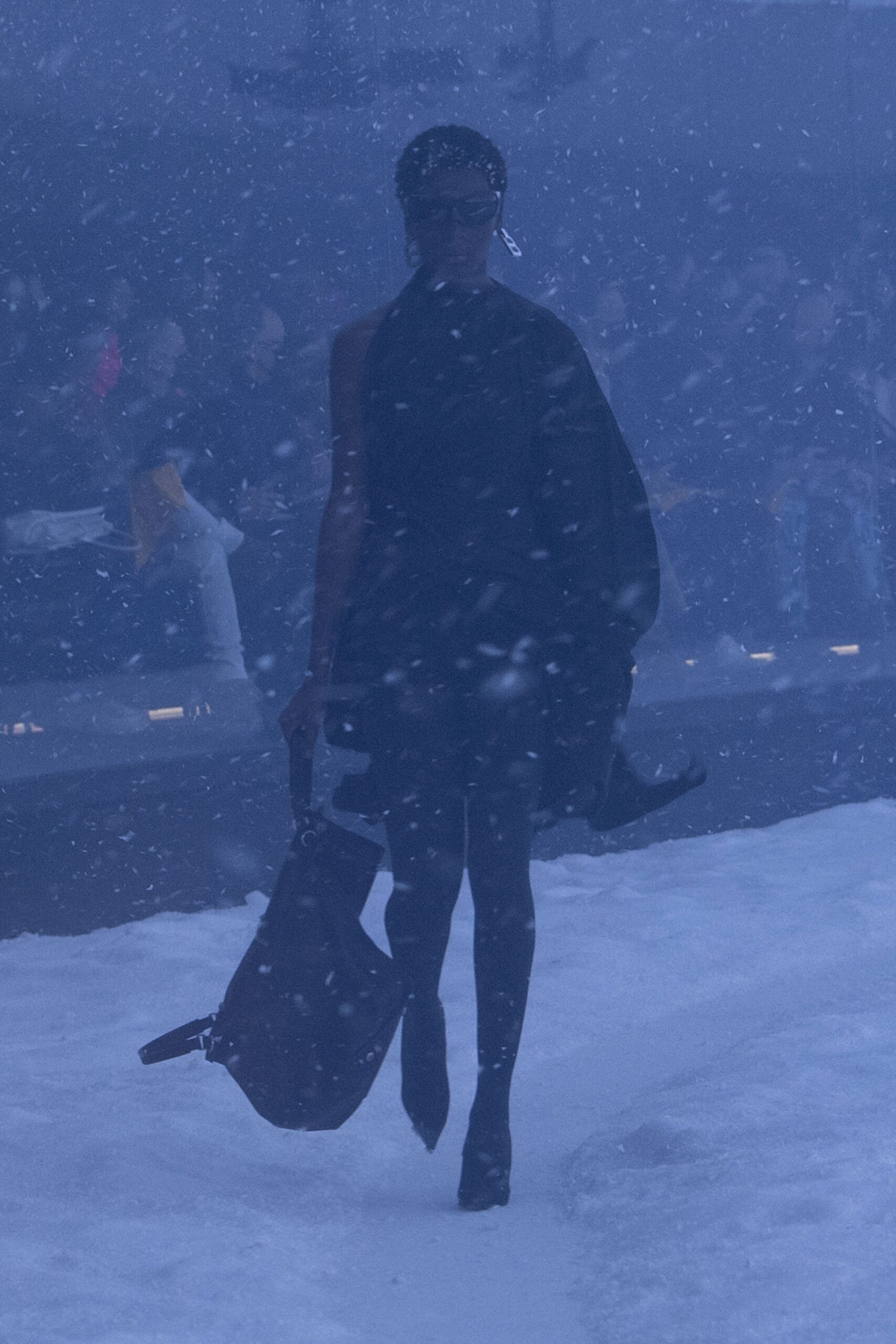 black leather fitted dress with cape