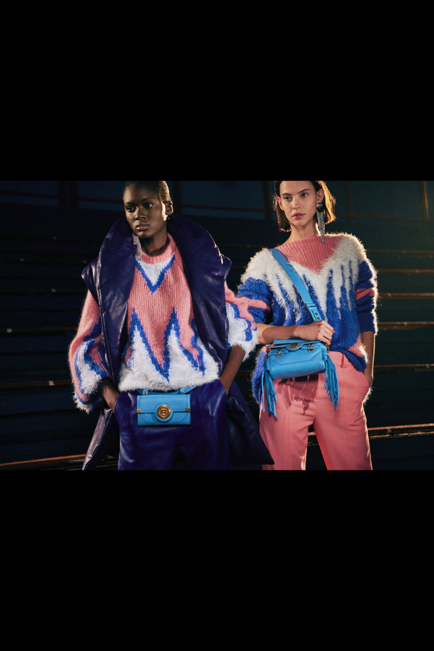 colorful oversized sweater and pants