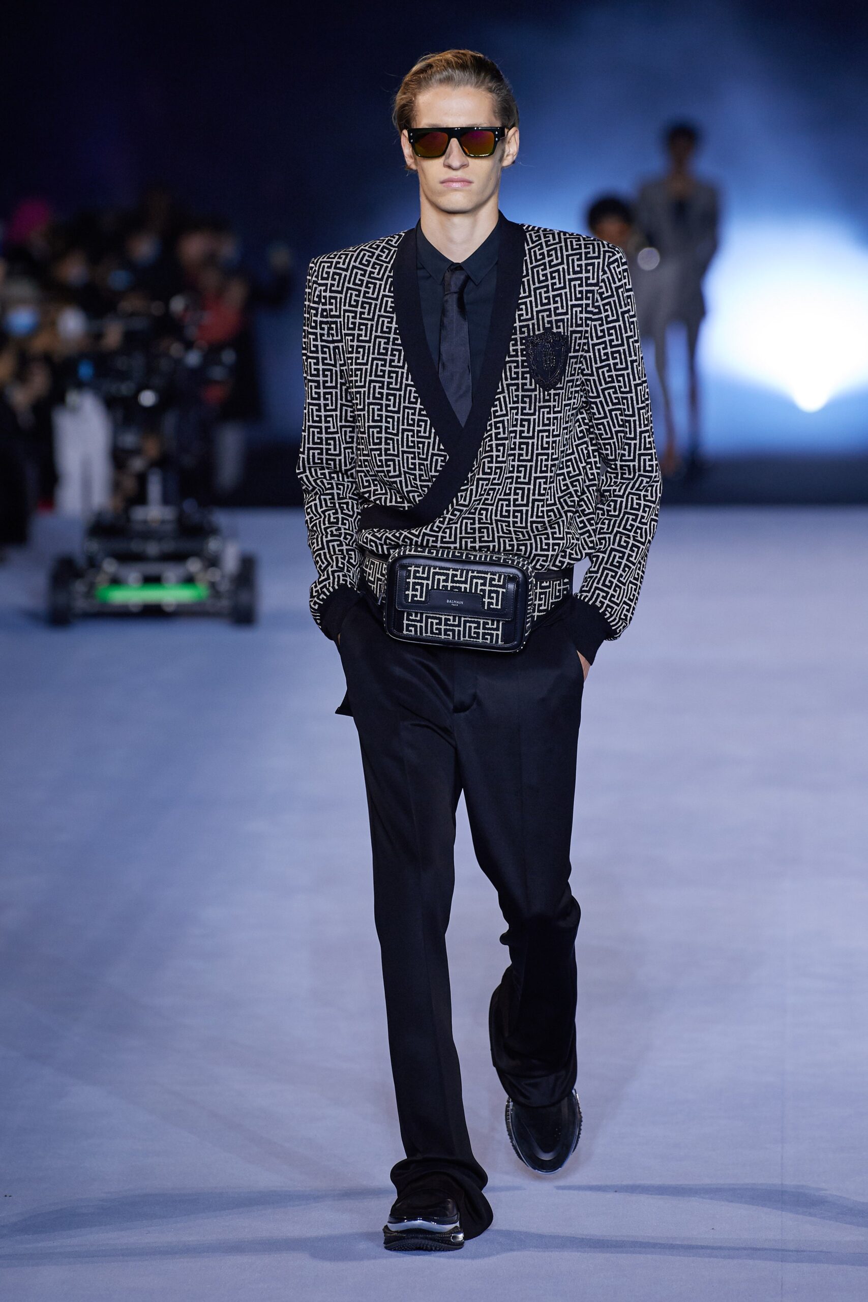 black and white tailored suit