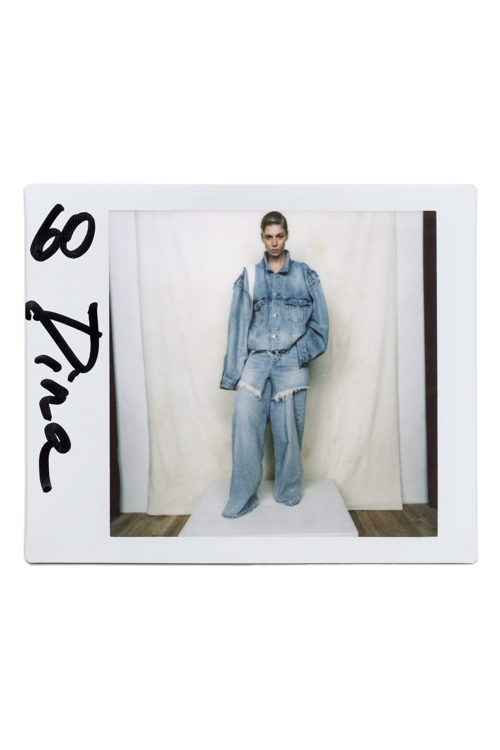 oversized denim jacket and relaxed pants