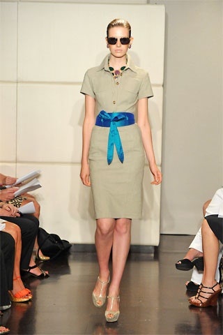 beige fitted collared dress