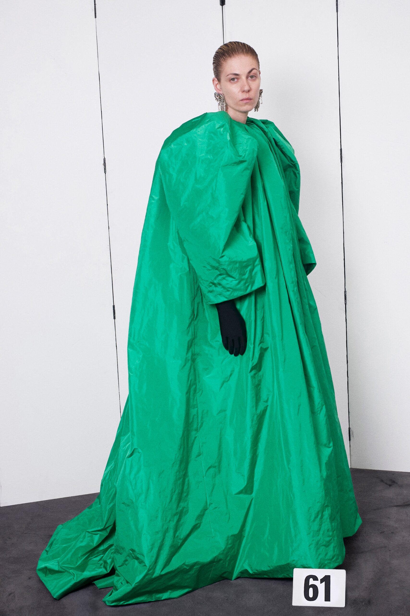 oversized green vinyl cape
