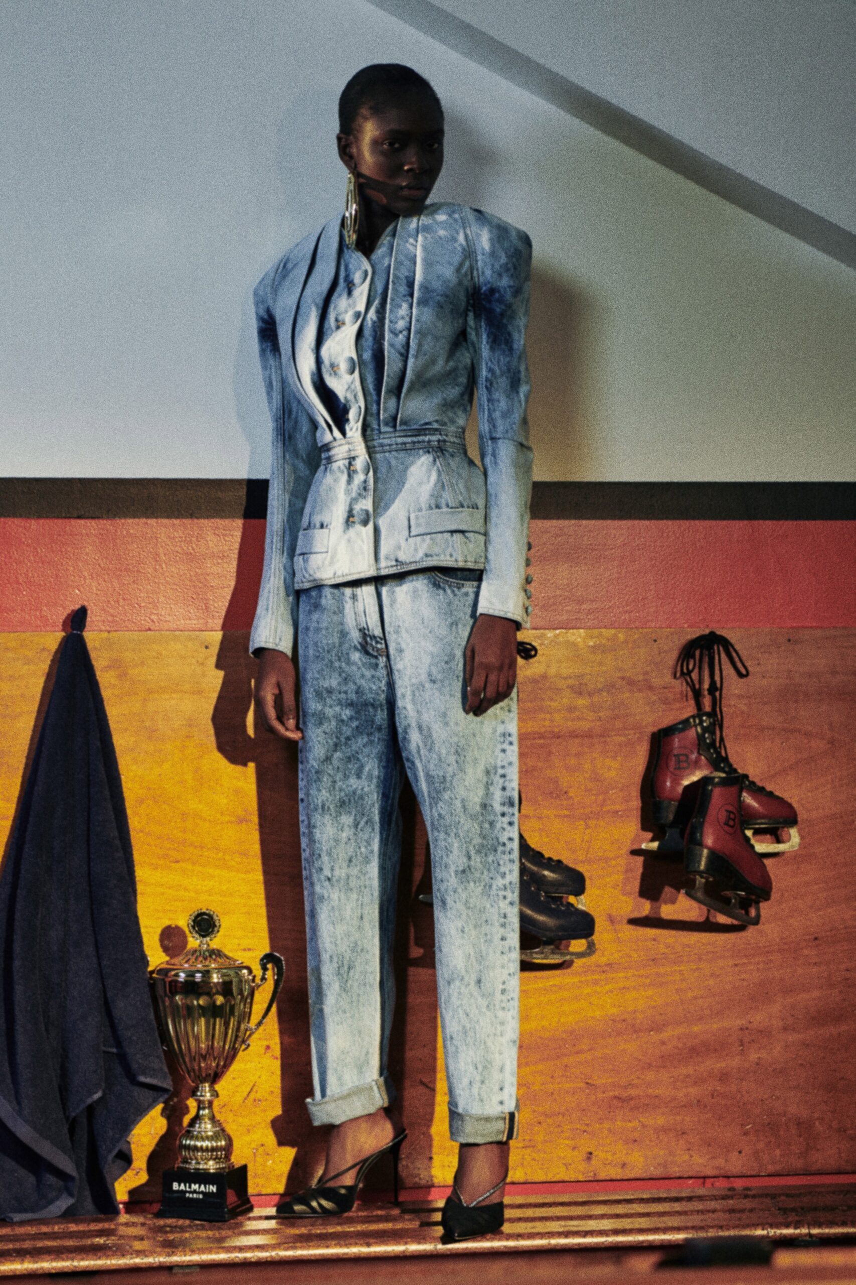 blue denim tailored suit