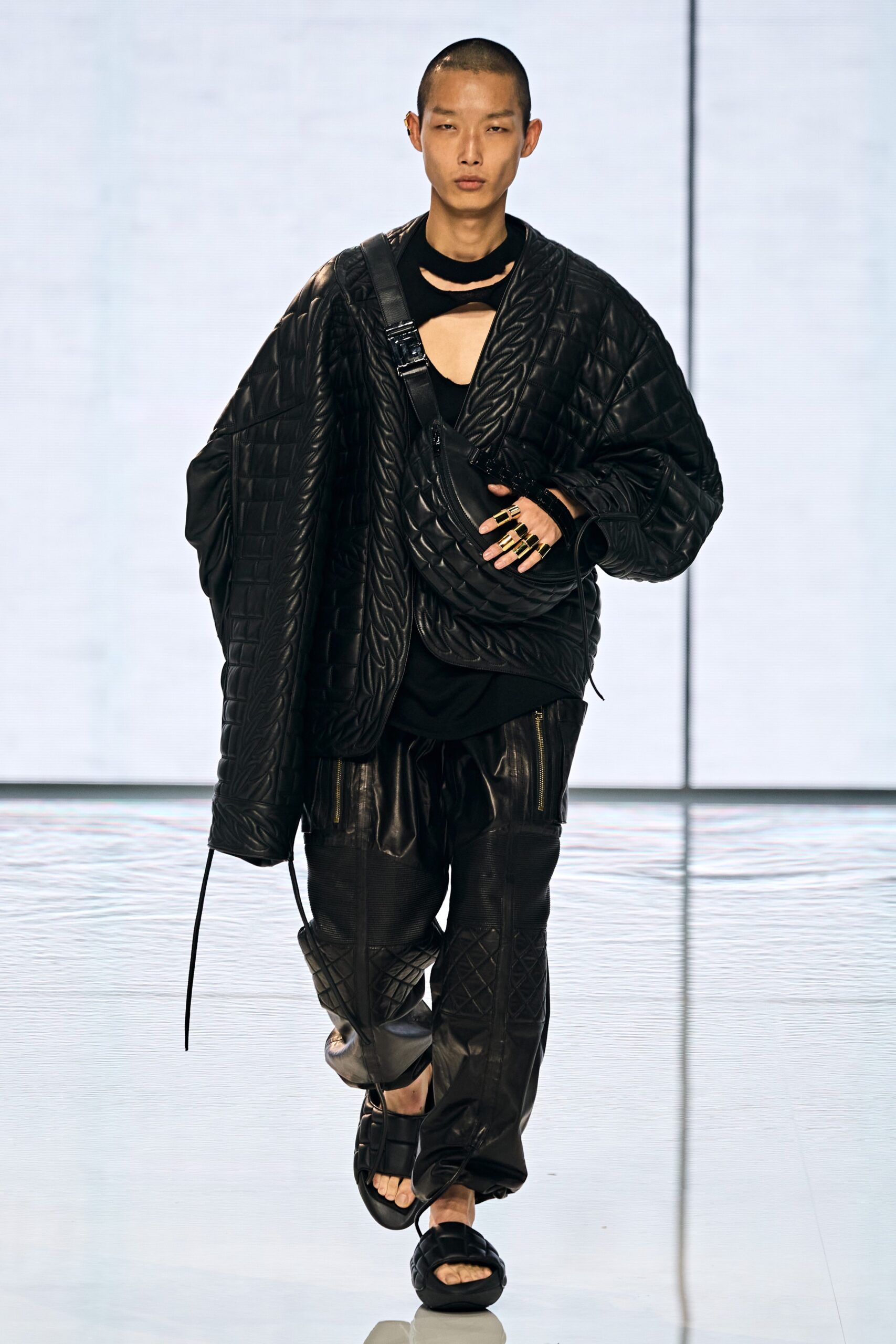 black oversized quilted jacket