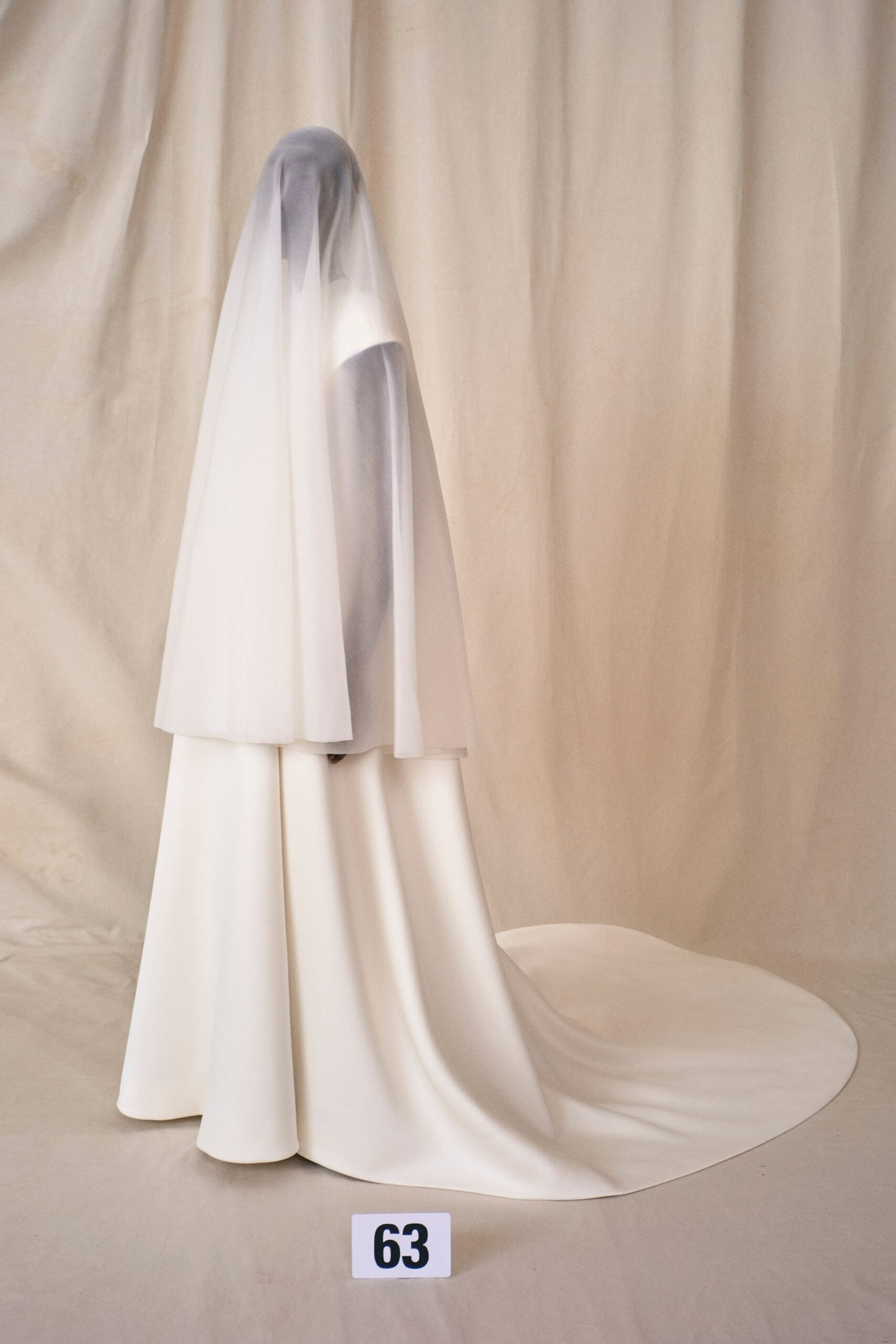 white silk gown with veil