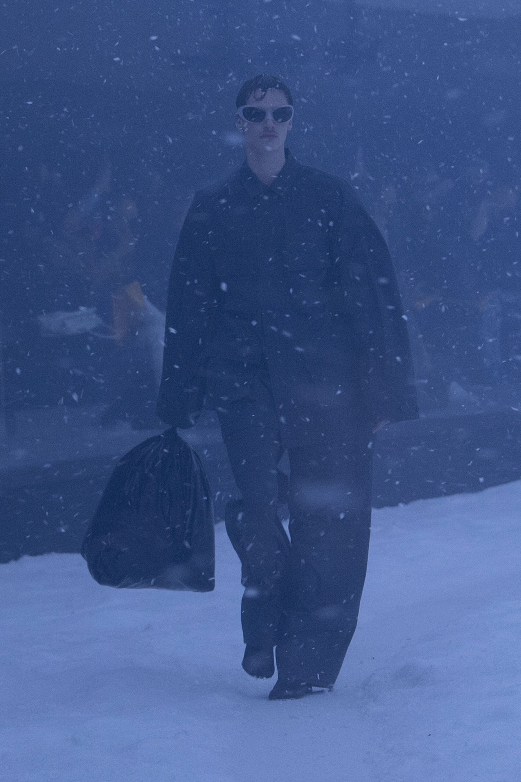 black oversized jacket and pants