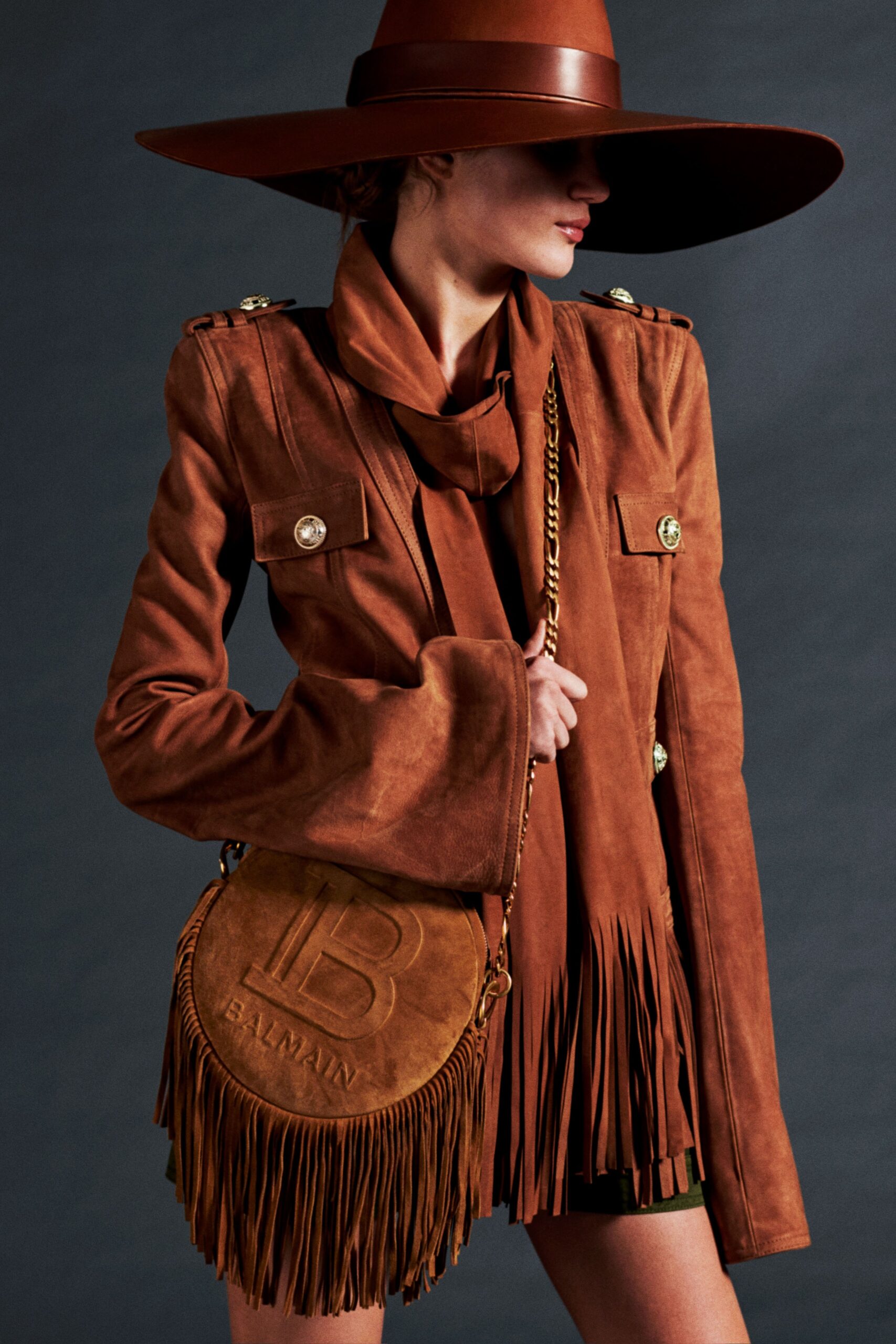 brown suede relaxed scarf