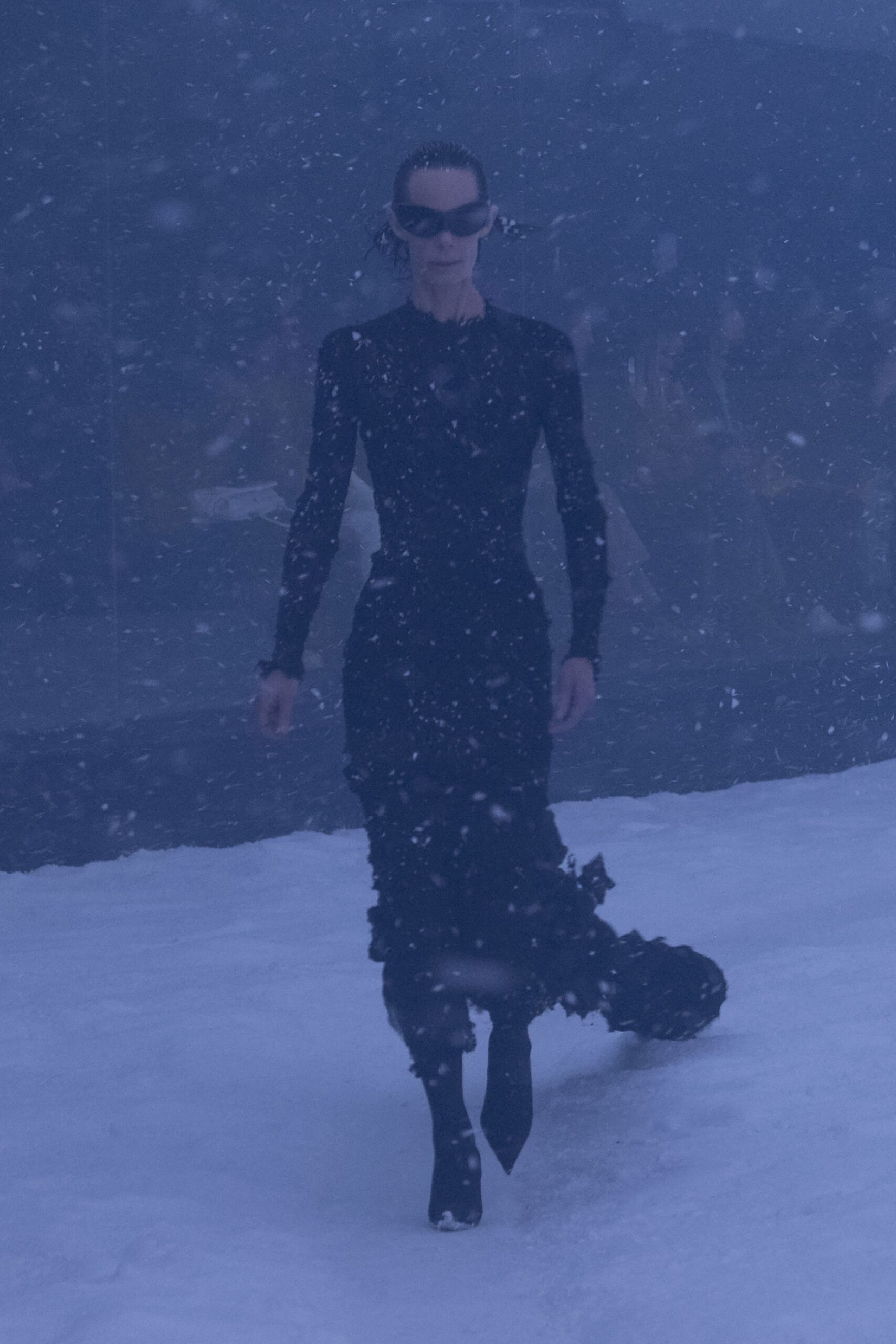 black silk fitted dress