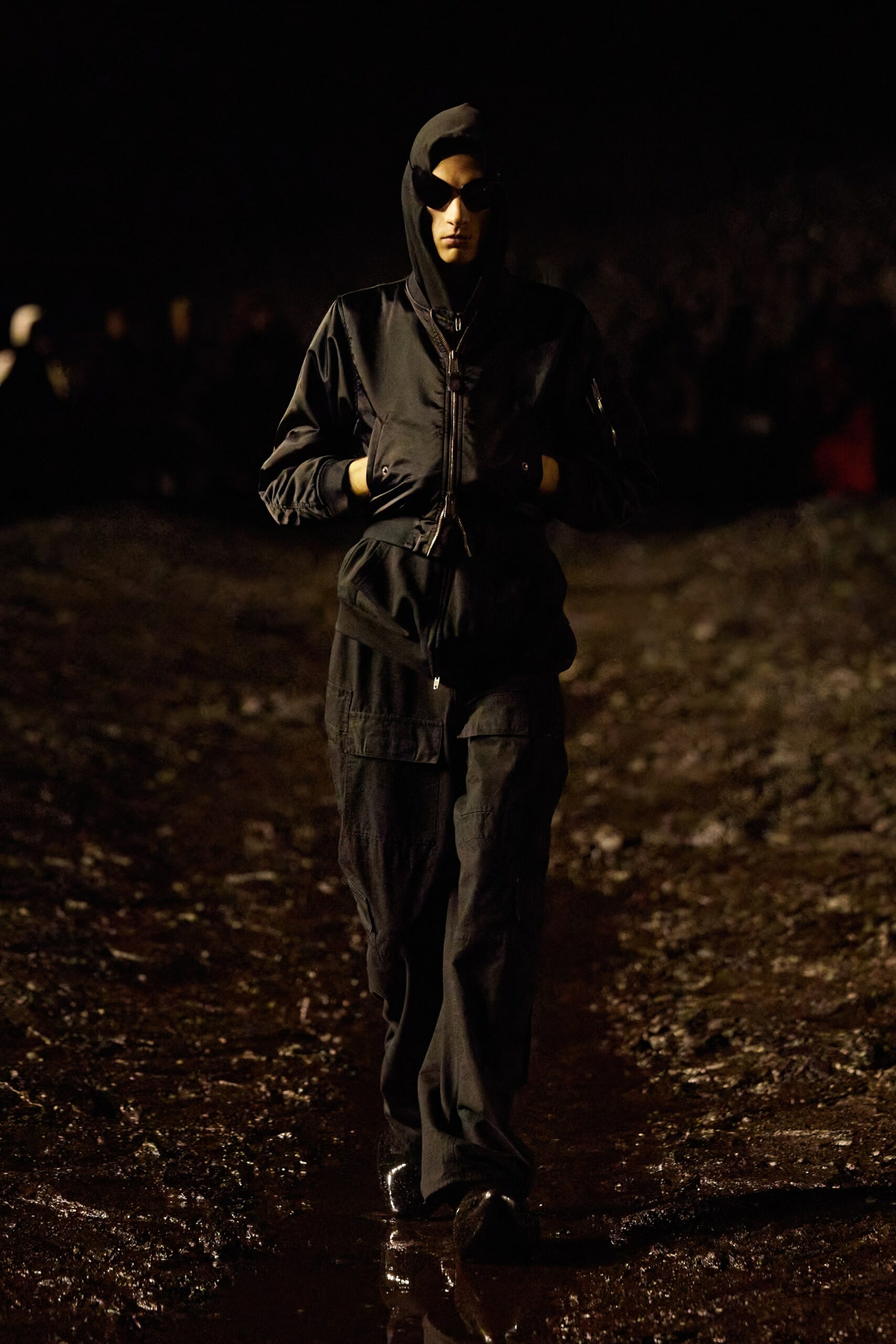 black relaxed hooded jumpsuit