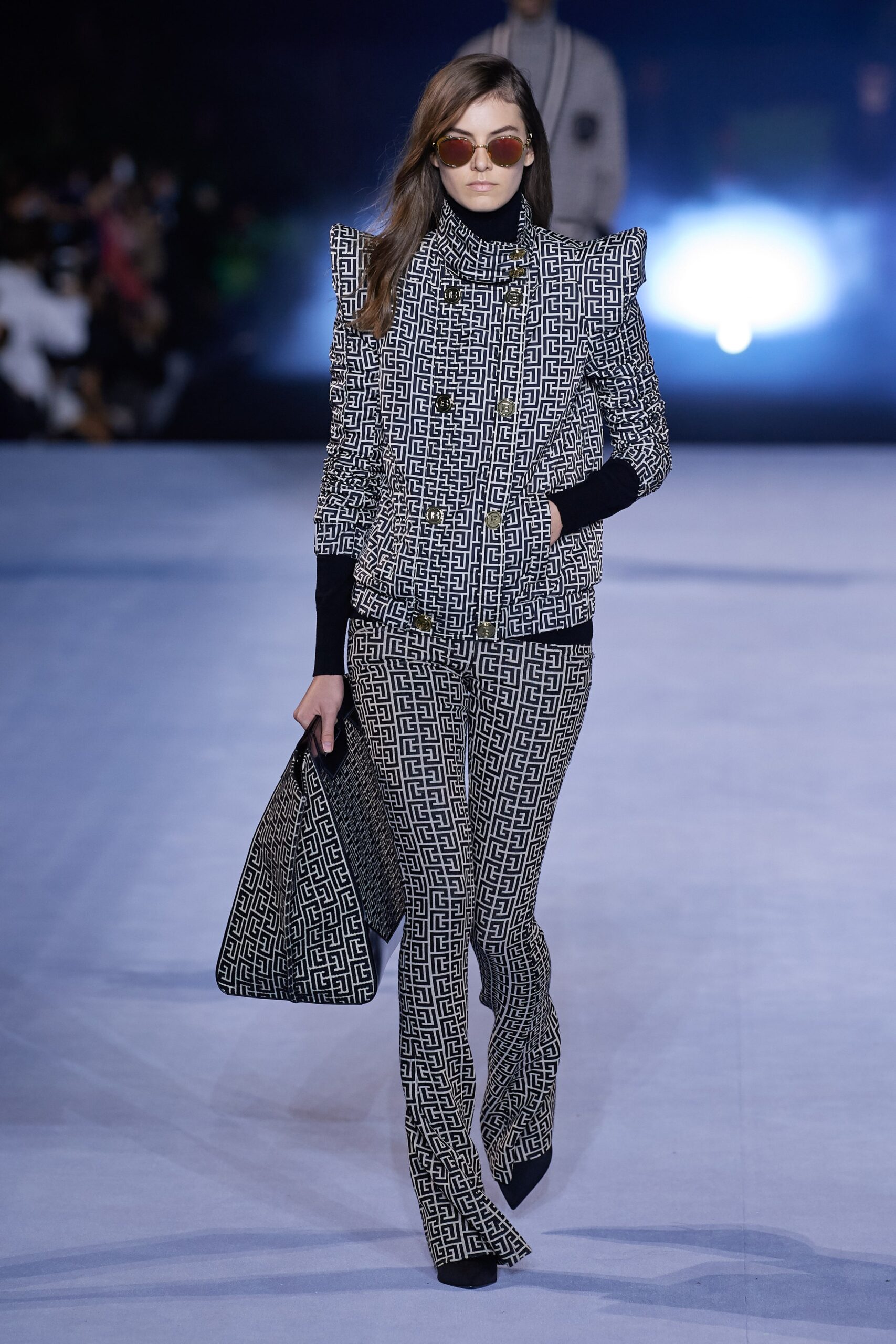 fitted black and white jacket and pants