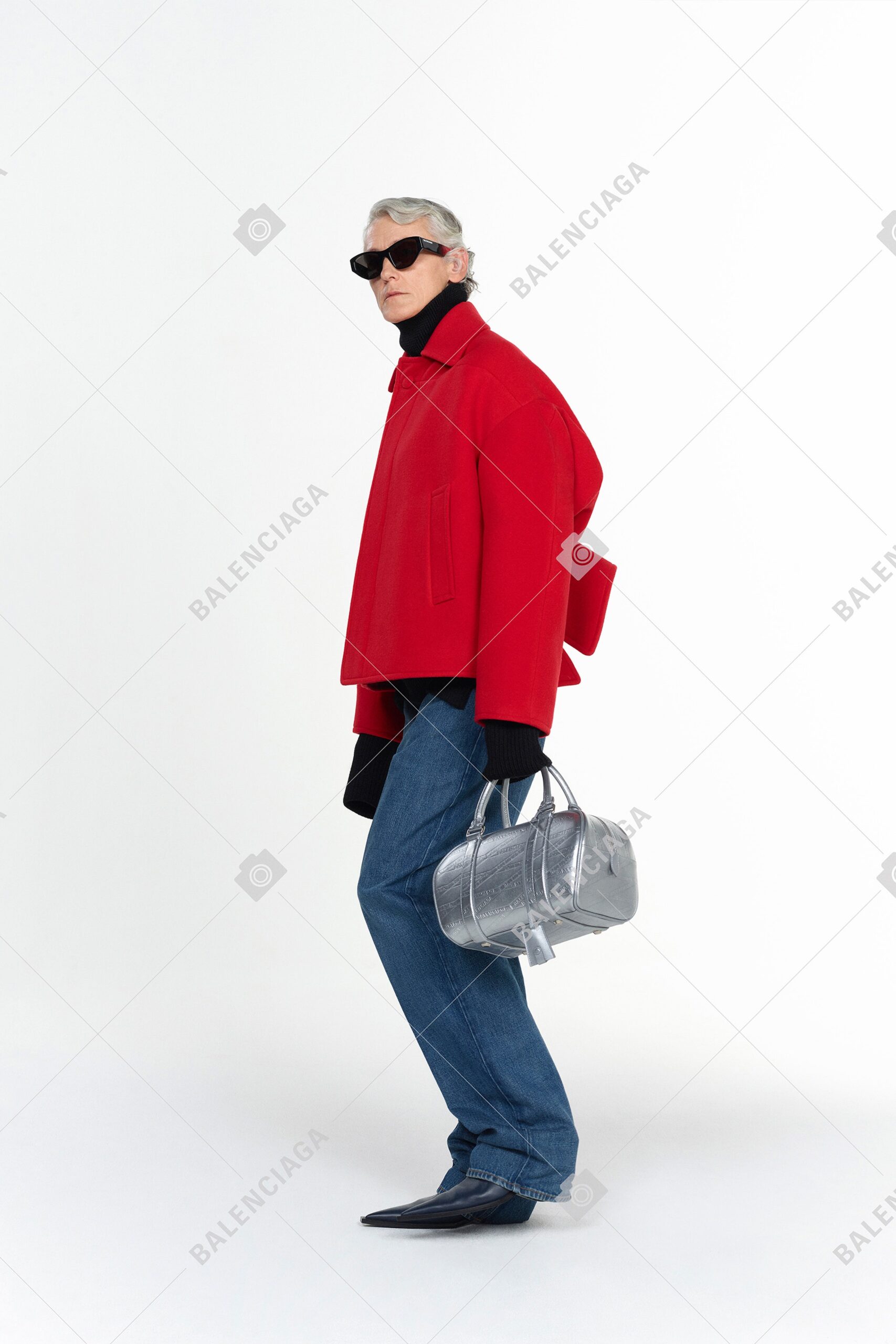 oversized red wool coat