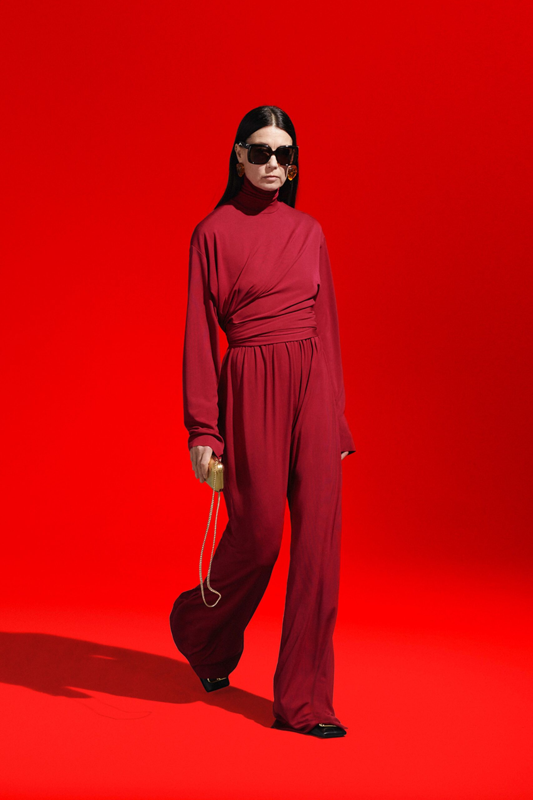 red relaxed cotton jumpsuit