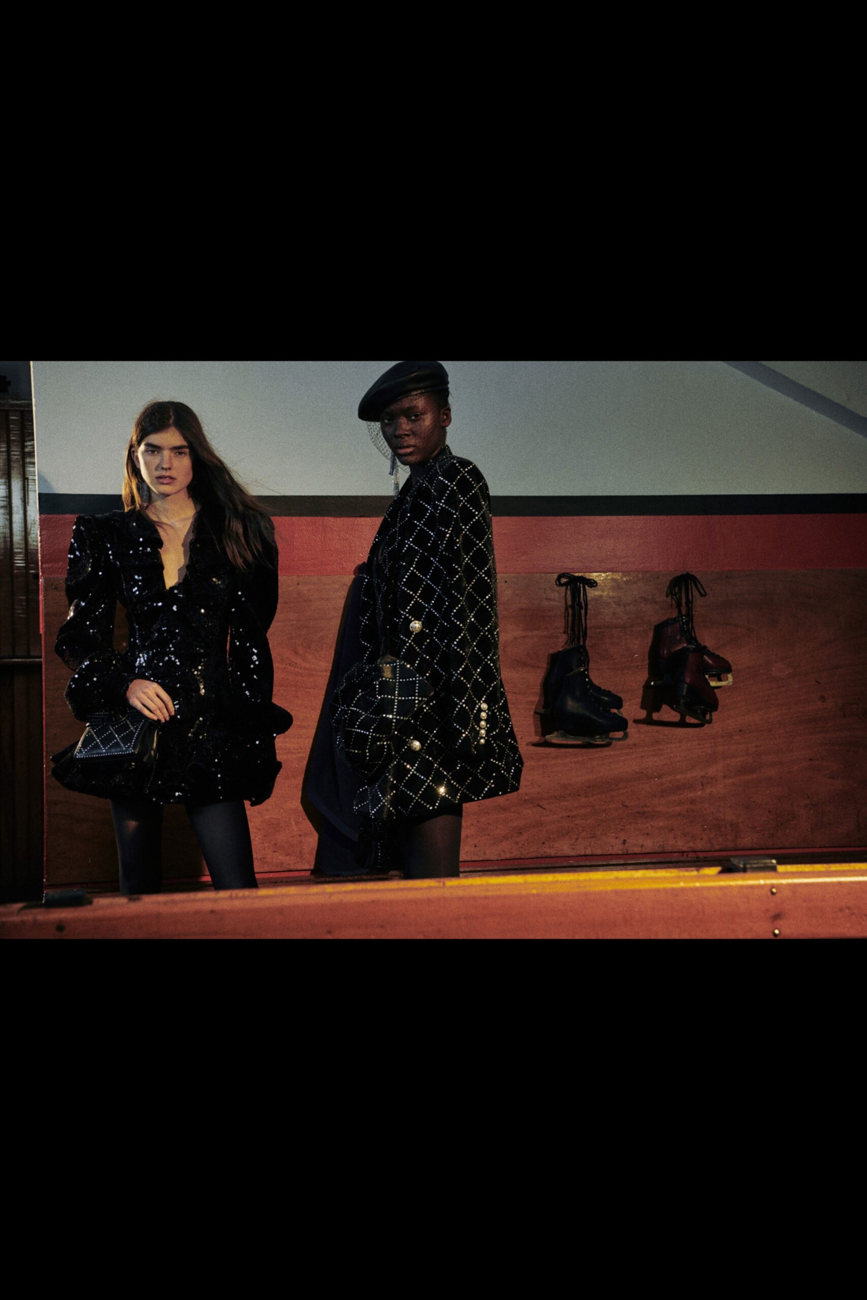 black velvet mini dress and coat