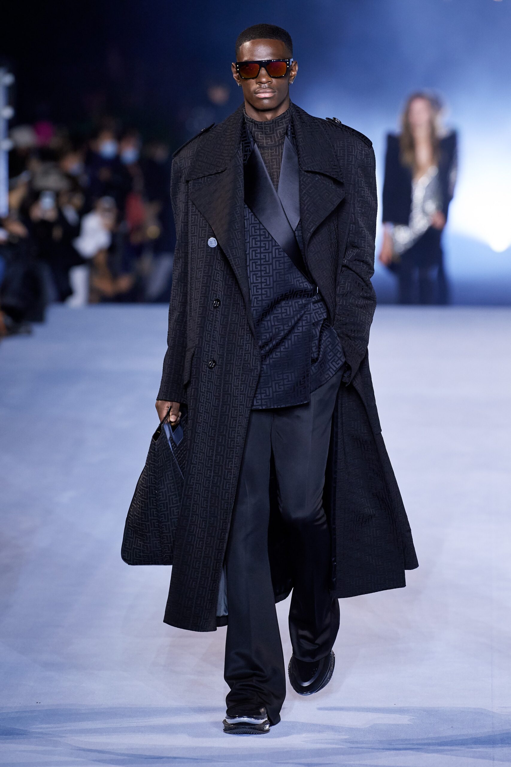 black tailored coat with blazer