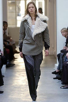 gray wool long-sleeve collared relaxed zippered layered jacket