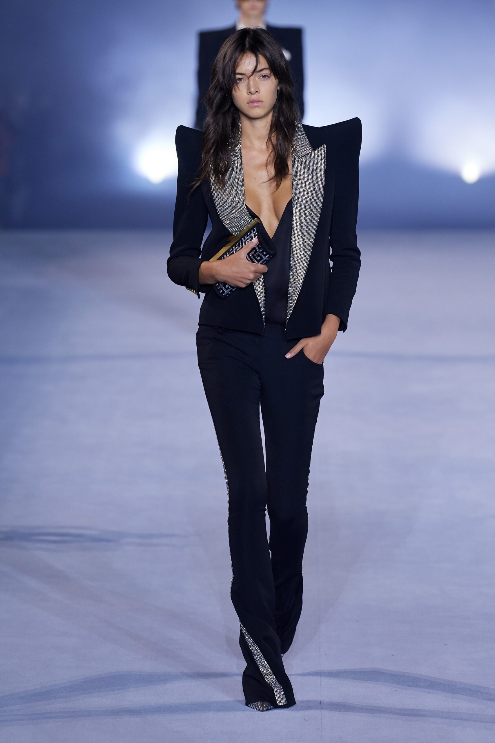 black fitted blazer and pants