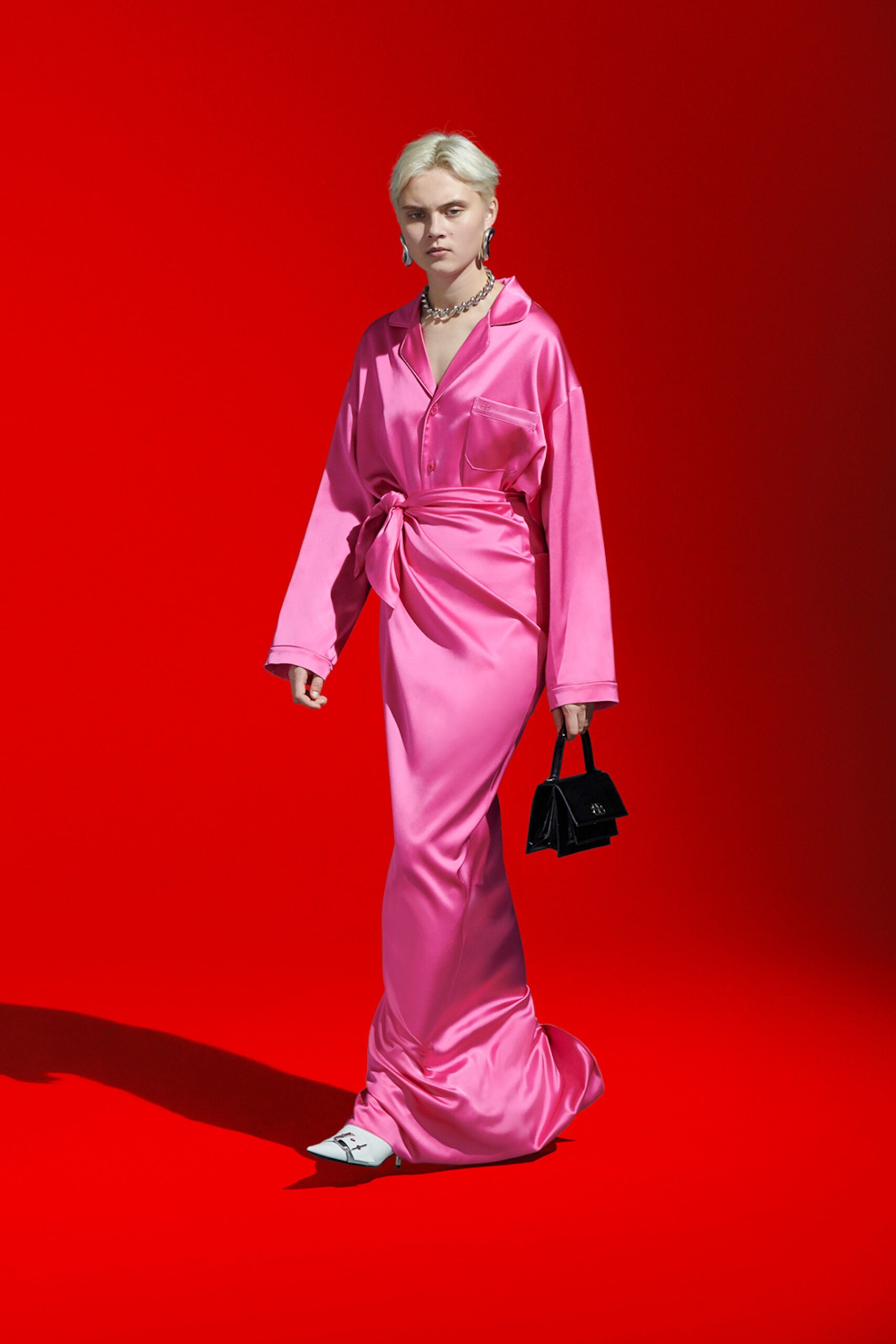 pink silk relaxed maxi dress