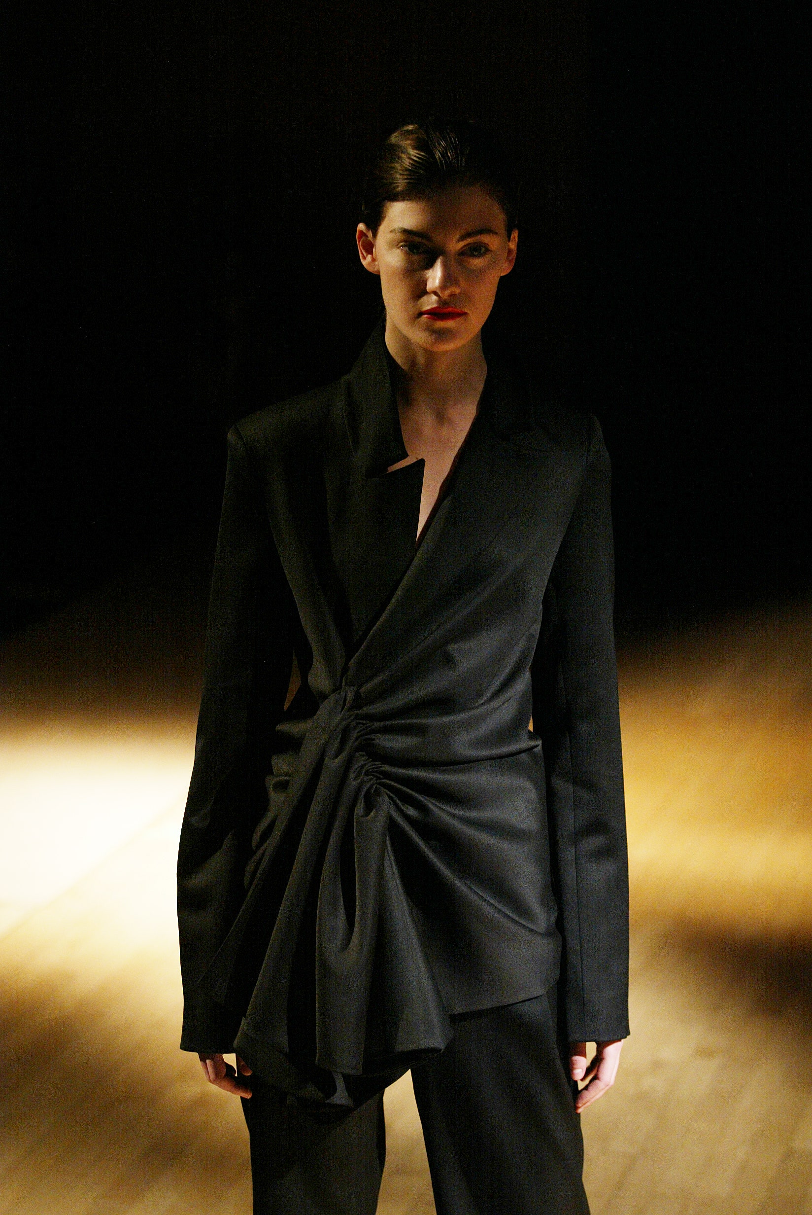 black draped wrap blazer