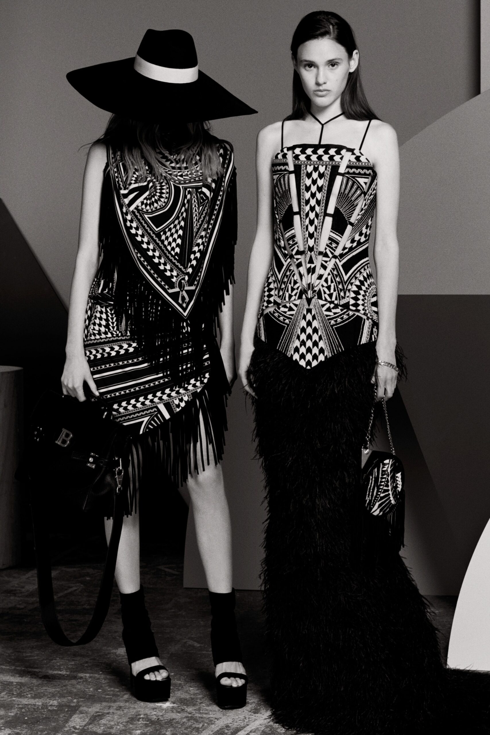 black and white printed dresses