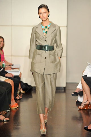 beige structured blazer with wide-leg pants