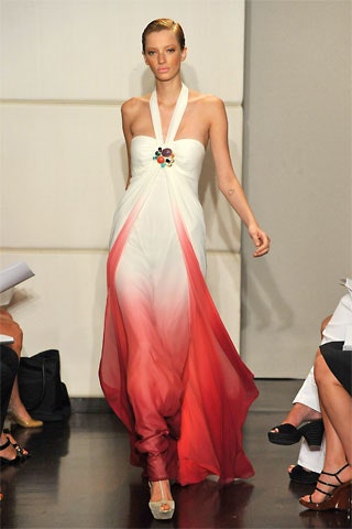 white and red silk halter gown
