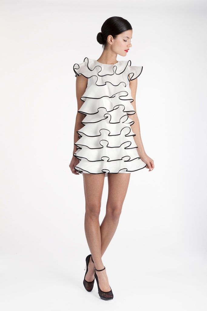 white ruffled mini dress