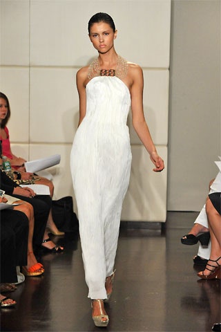 white silk sleeveless gown