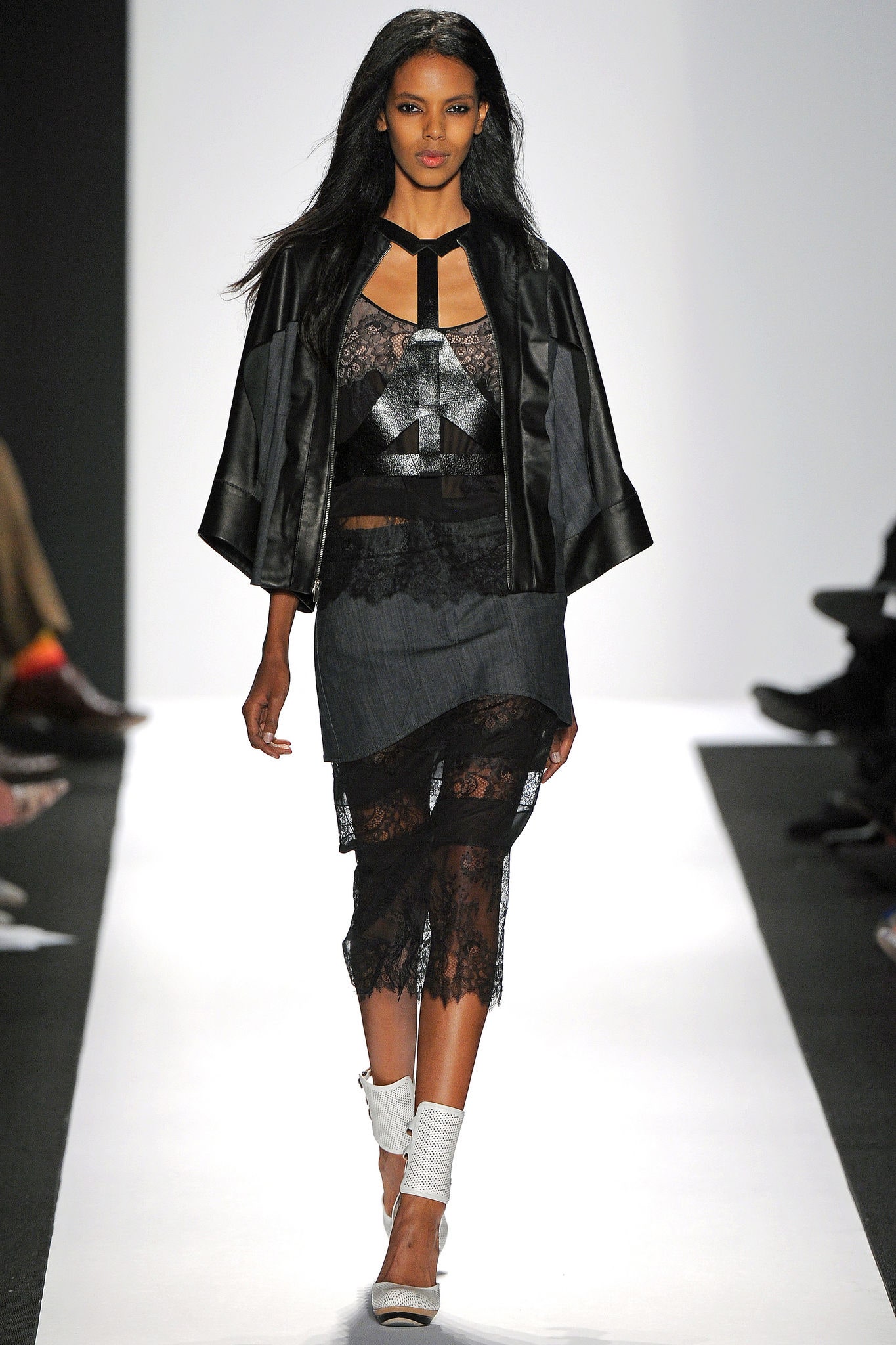 black silk cape and lace top