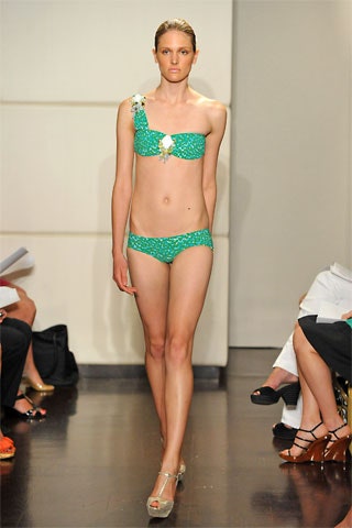 green printed bikini