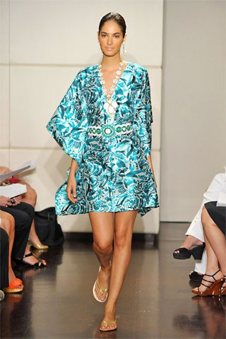blue green printed relaxed dress
