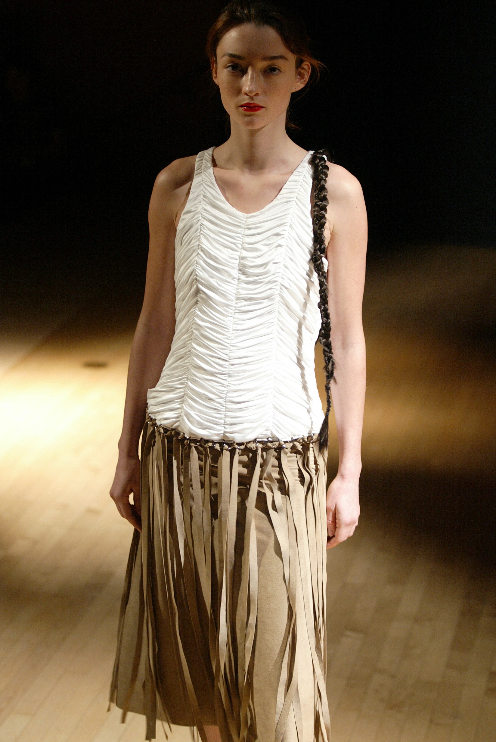ruched fringed sleeveless maxi dress