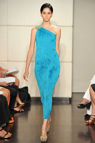 blue silk fitted dress