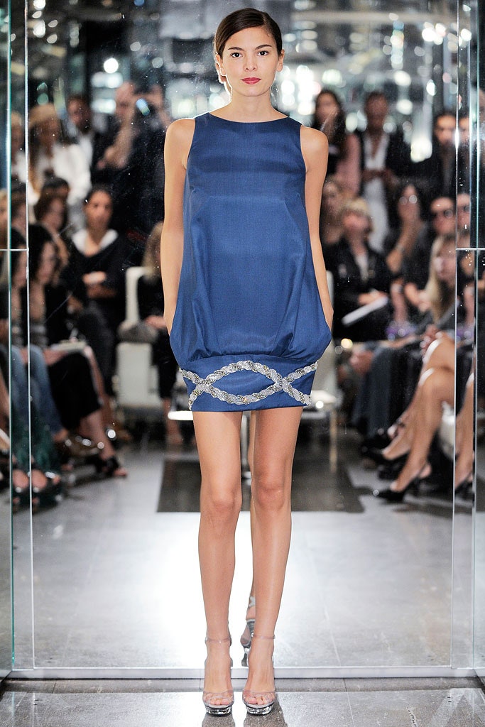 blue silk sleeveless dress