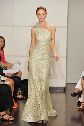 gold silk fitted gown