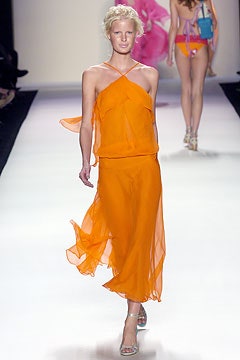 orange chiffon sleeveless dress