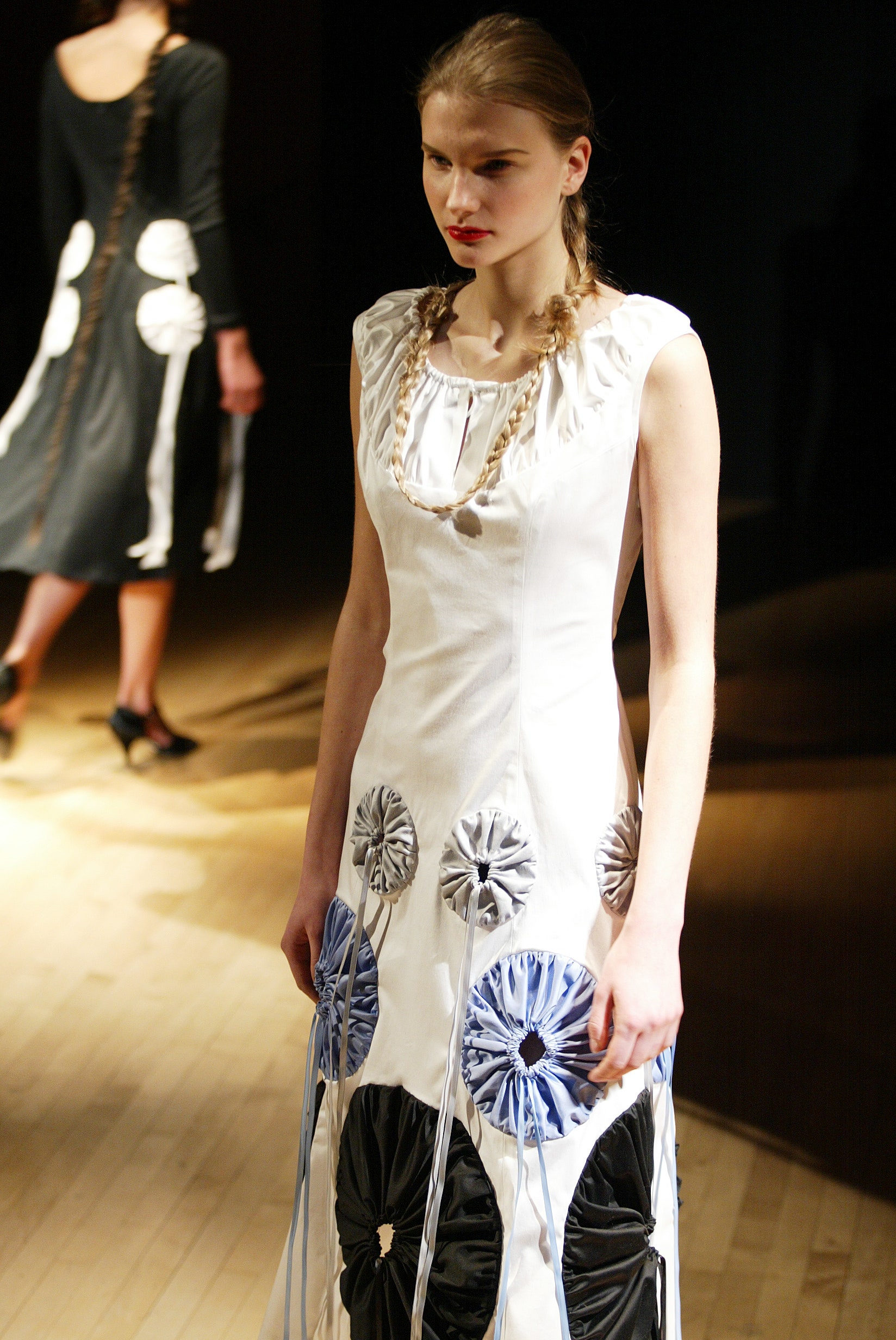 white ruched satin maxi-dress
