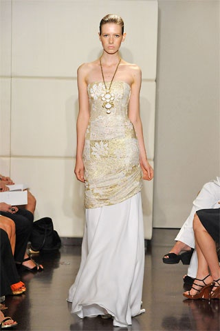 white gold strapless gown
