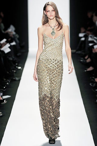 gold sequined sleeveless gown