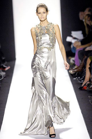 silver silk embroidered gown