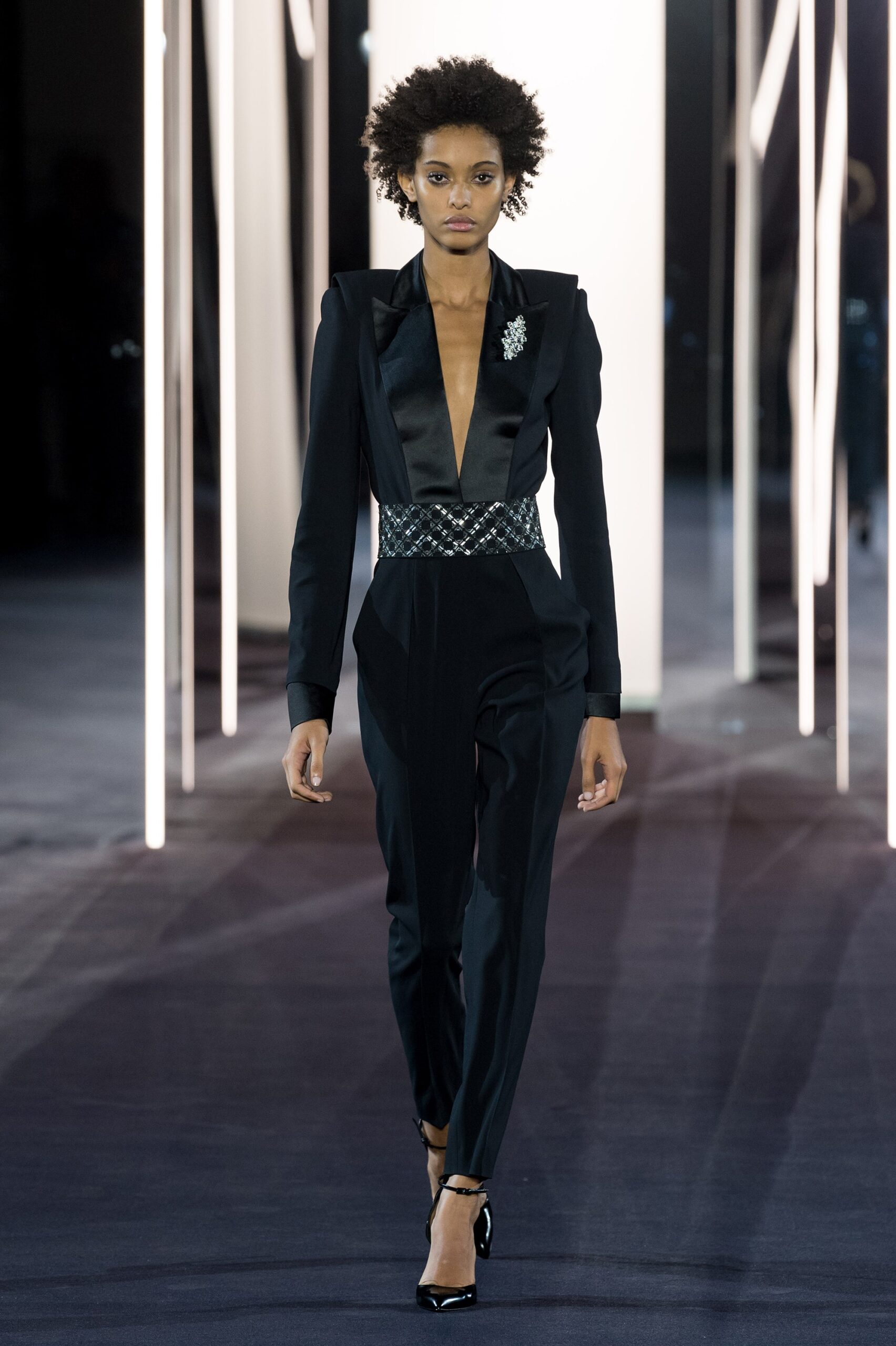 black silk fitted jumpsuit