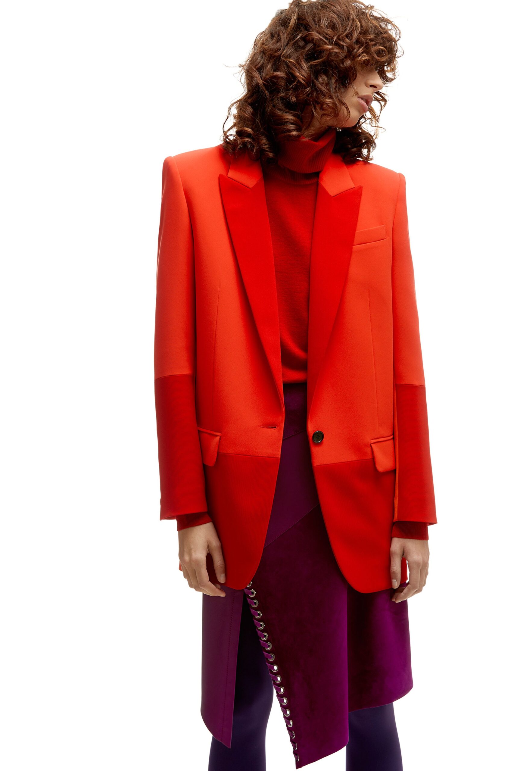 red and orange tailored blazer