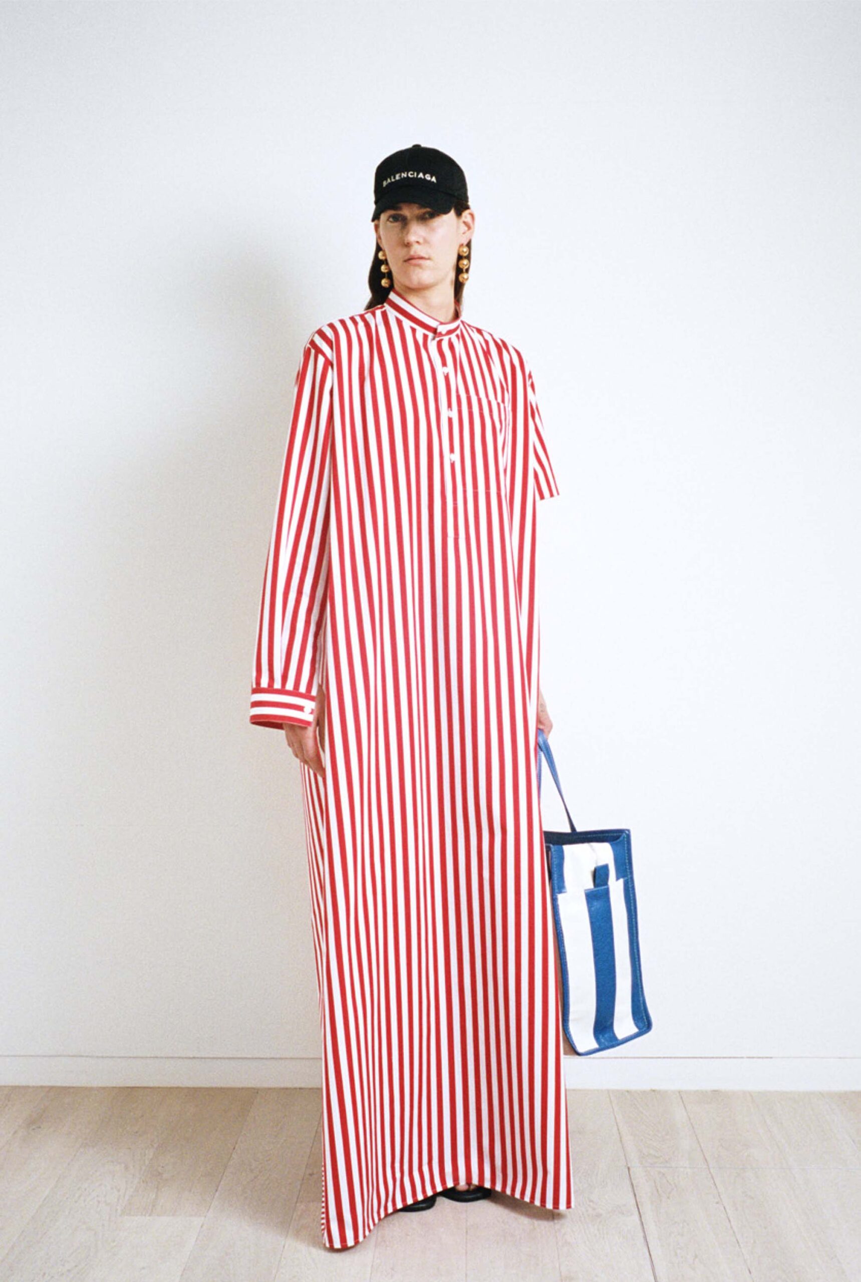 red and white striped maxi dress