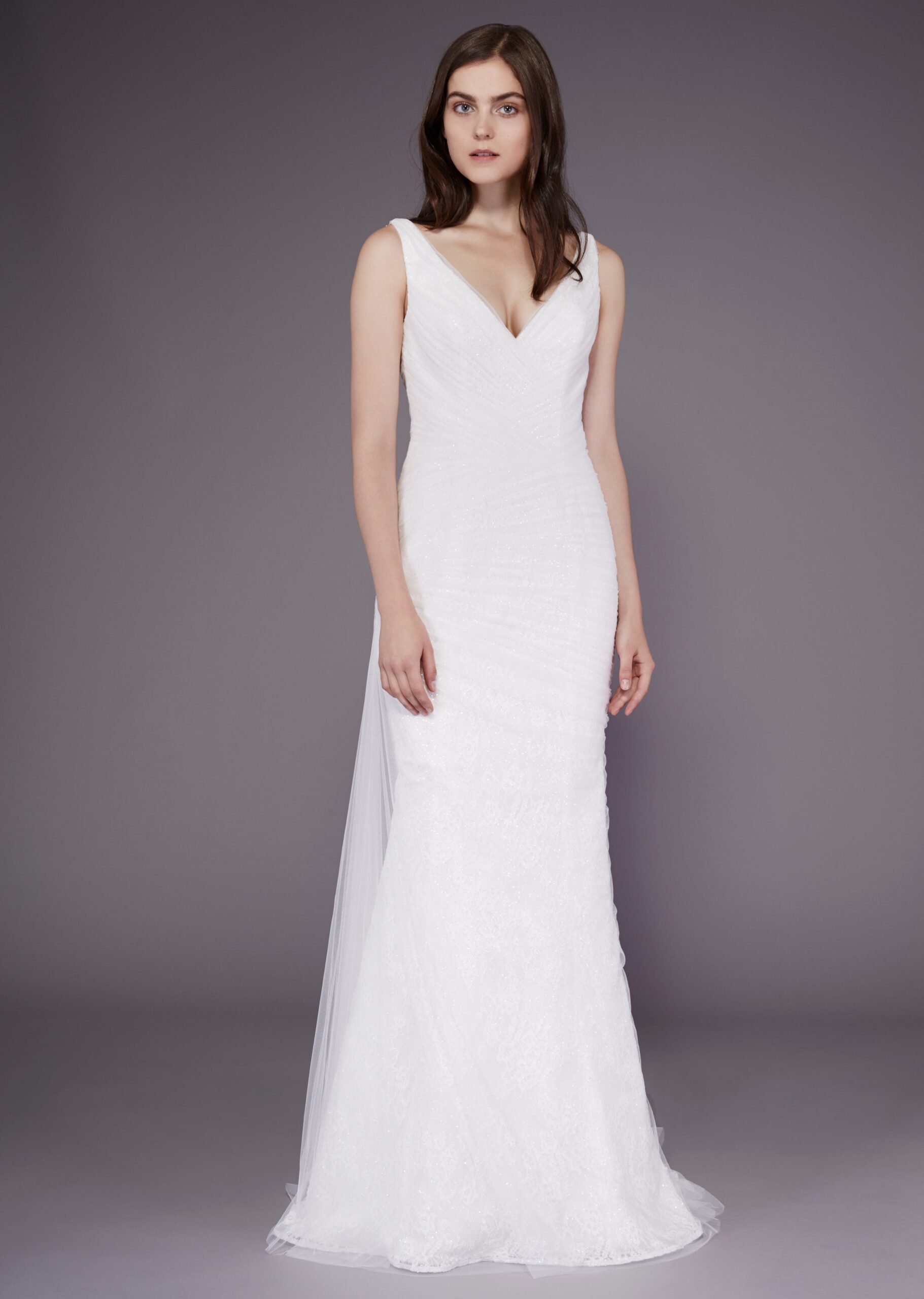 white lace fitted gown