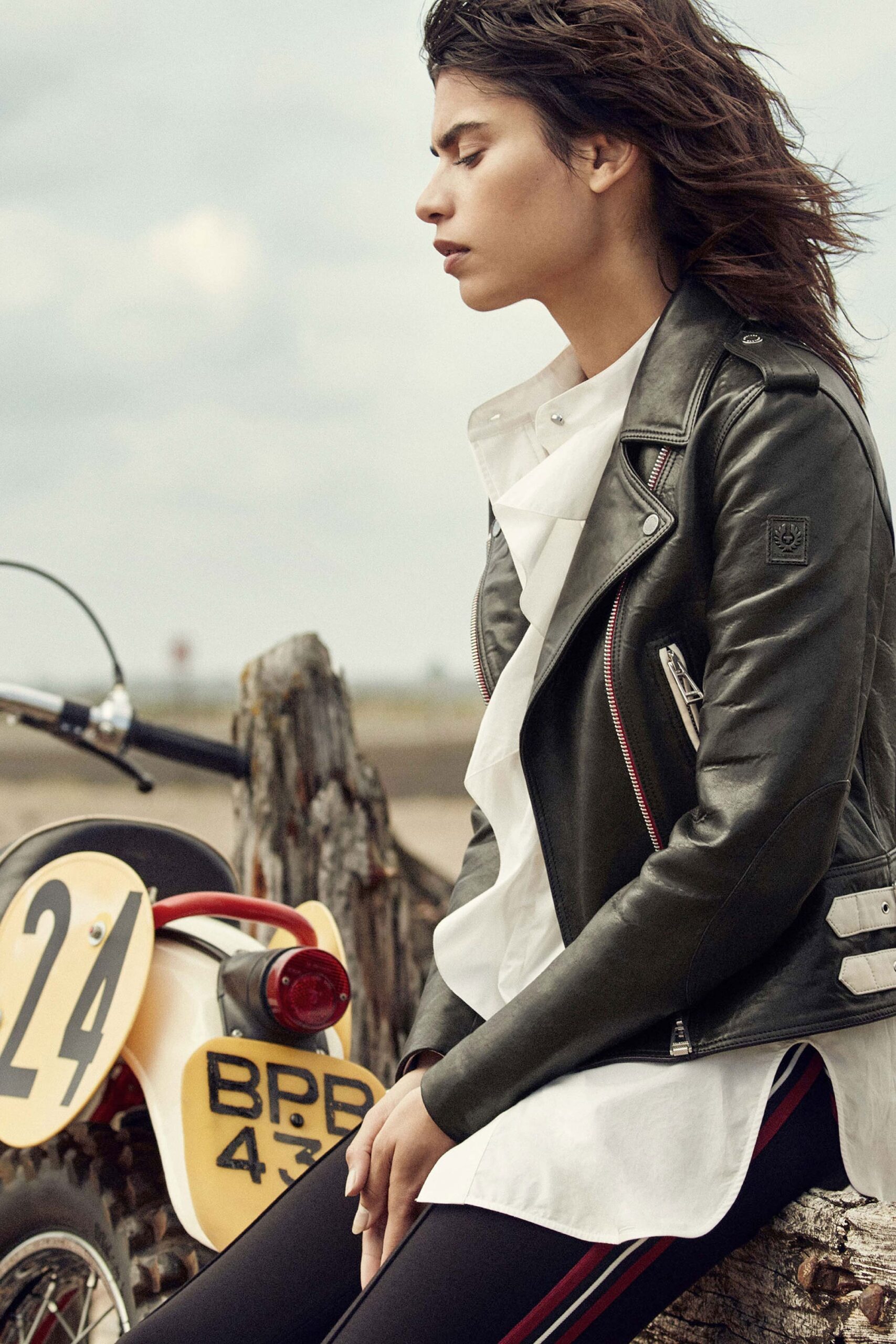 black leather biker jacket