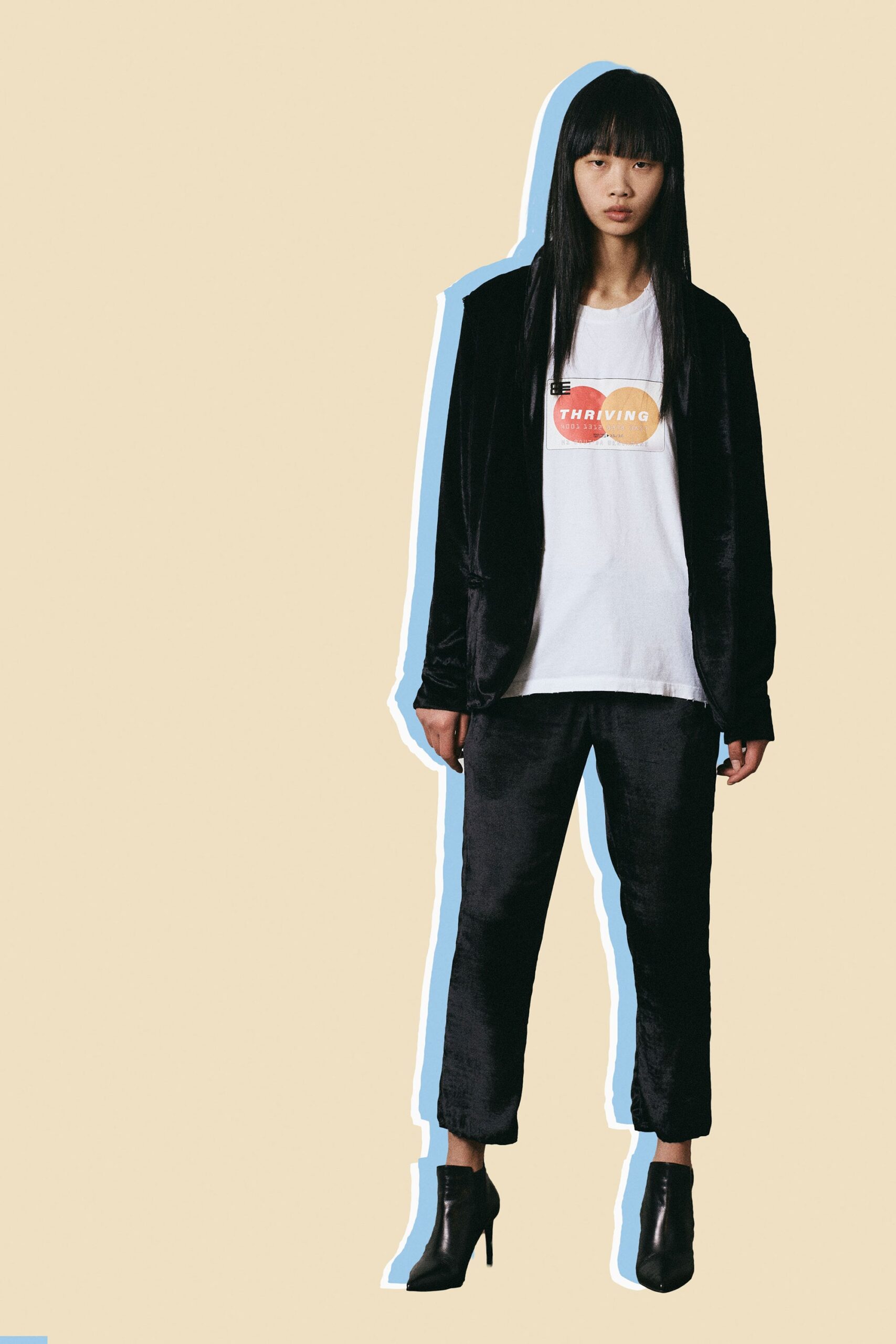 black velvet jacket with t-shirt